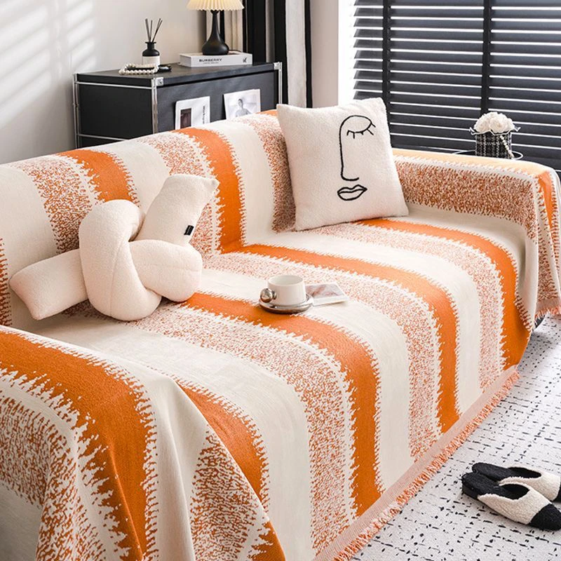 【繁星竖条】雪尼尔沙发巾新款全盖四季通用皮沙发套罩防猫抓