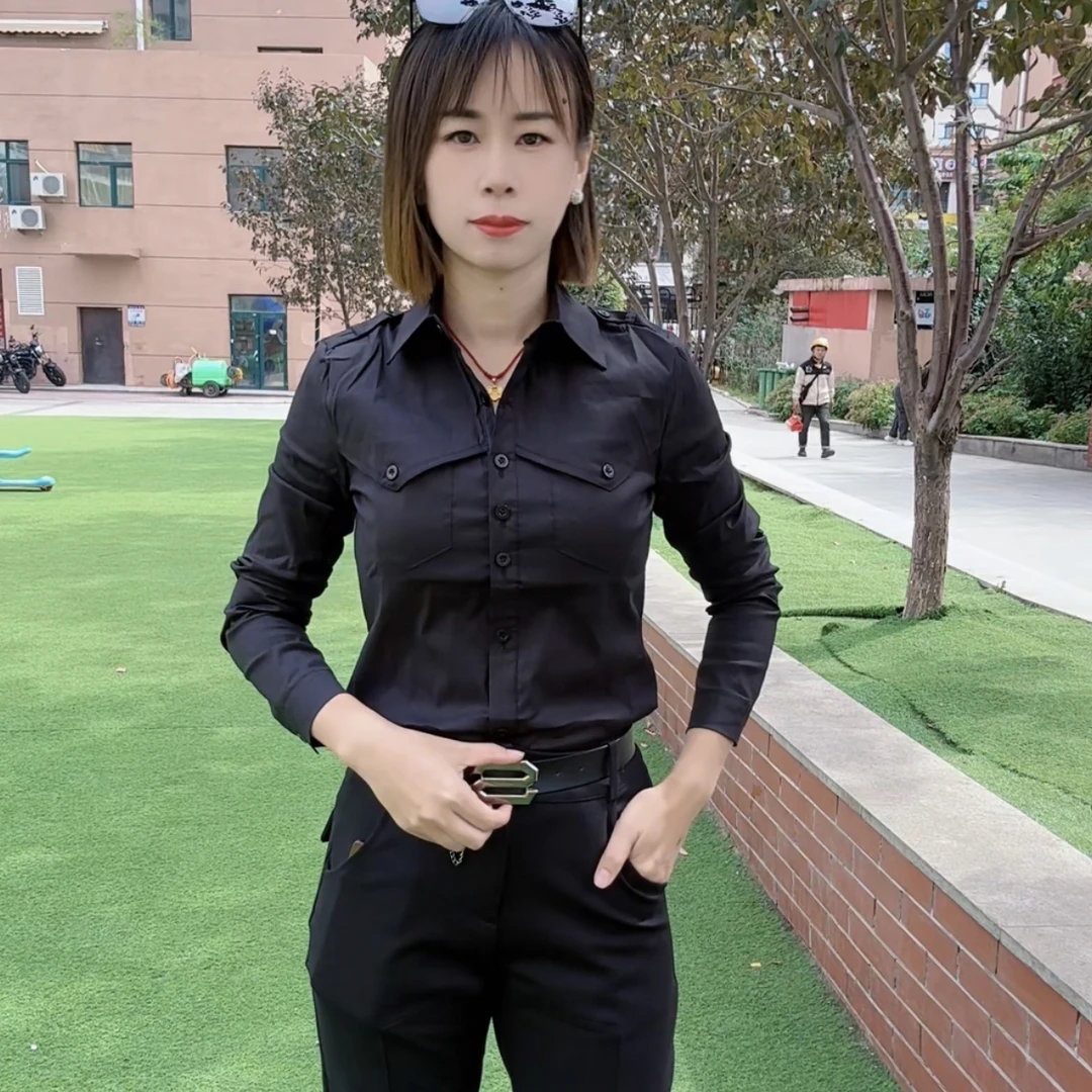 黑色衬衫女2024秋冬新款修身显瘦洋气长袖上衣打底衫气质职业衬衣