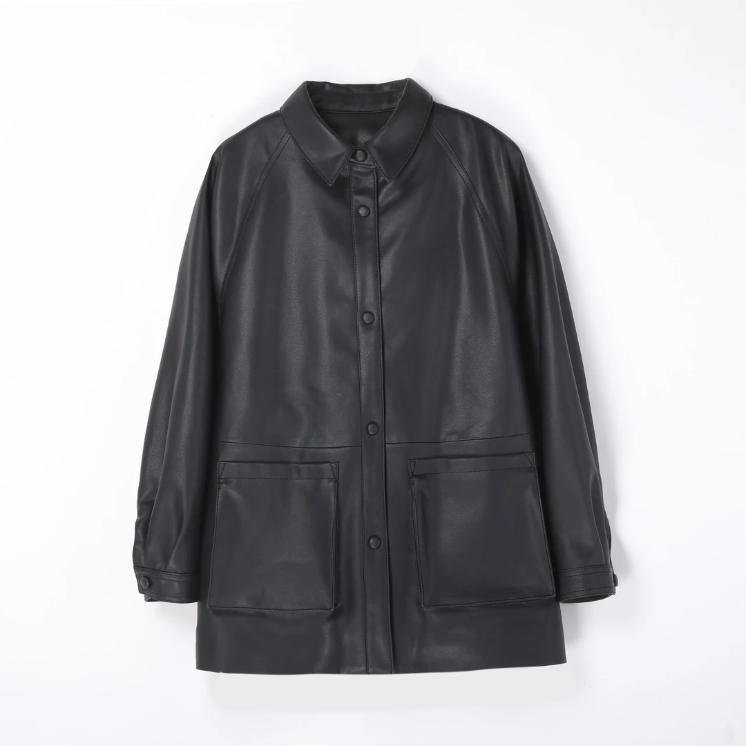 真皮绵羊皮秋冬外套女短款时尚百搭休闲气质显瘦秋季皮衣宽松翻领