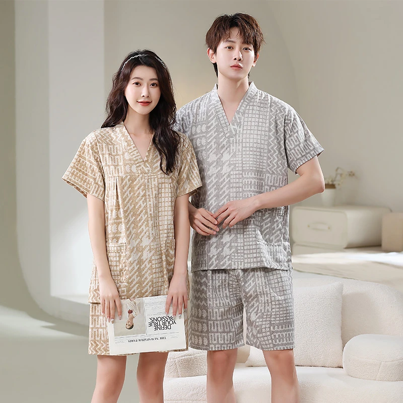 新款汗蒸服女桑拿服全棉男家居睡衣情侣大码按摩SPA足疗美容浴服