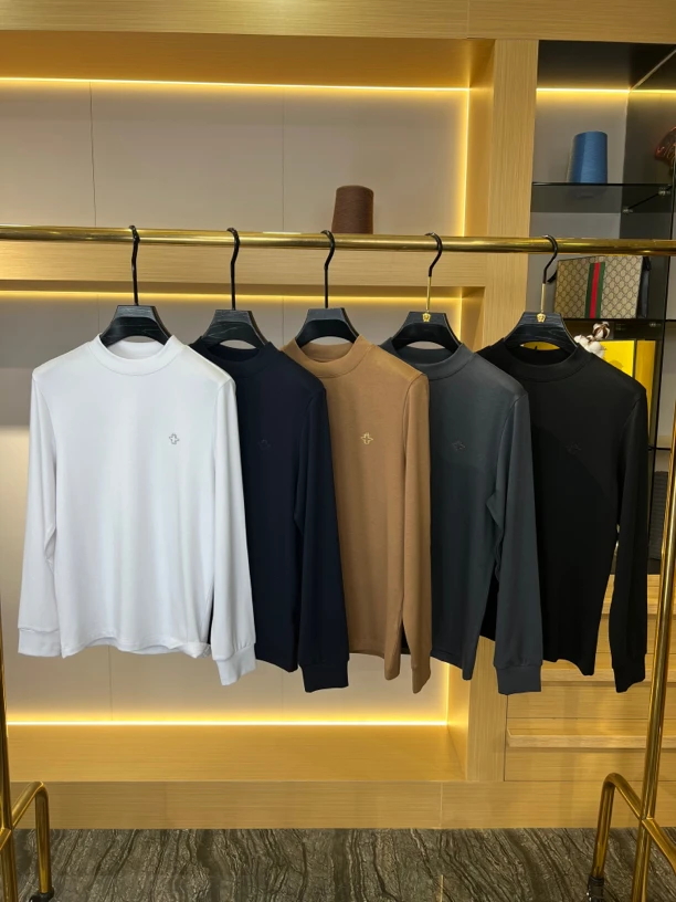 布加雷迪男士长袖石墨烯T恤小蜜蜂 秋冬新款男士打底衫圆领百搭