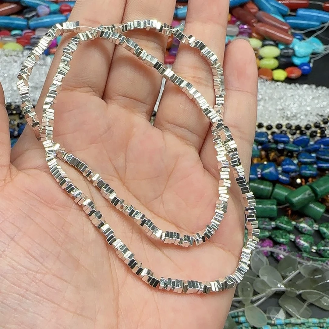 玛瑙/玉髓珠宝半成品合金黑胆石方隔片一条2mm