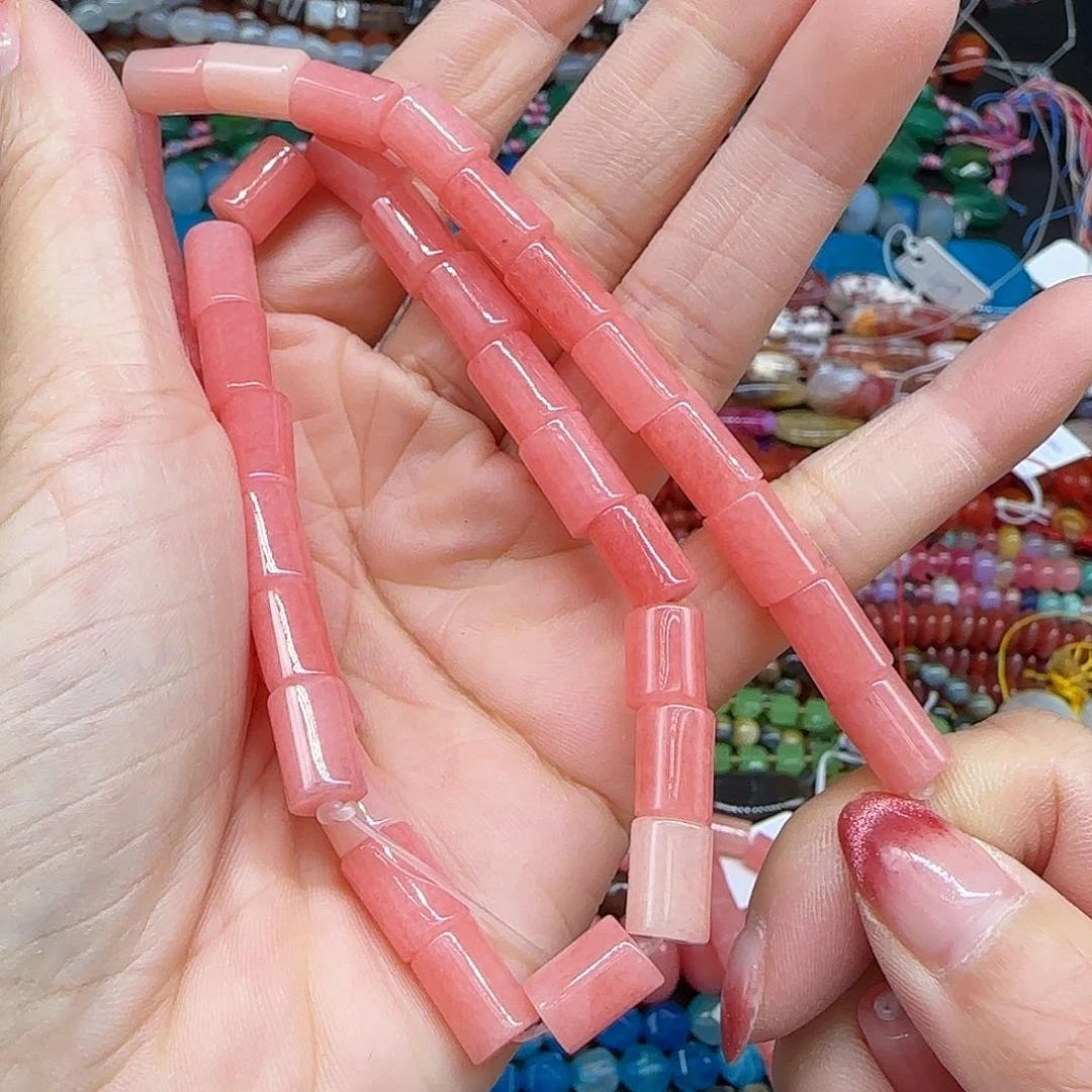 玛瑙/玉髓珠宝半成品合金粉东陵7mm桶珠一条