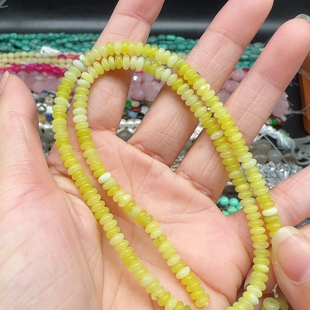 玛瑙/玉髓珠宝半成品合金岫玉4mm算盘一条