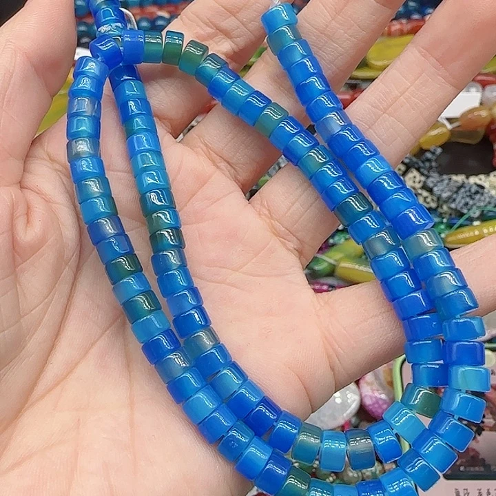 玛瑙/玉髓珠宝半成品合金蓝玛瑙6mm一条剁珠