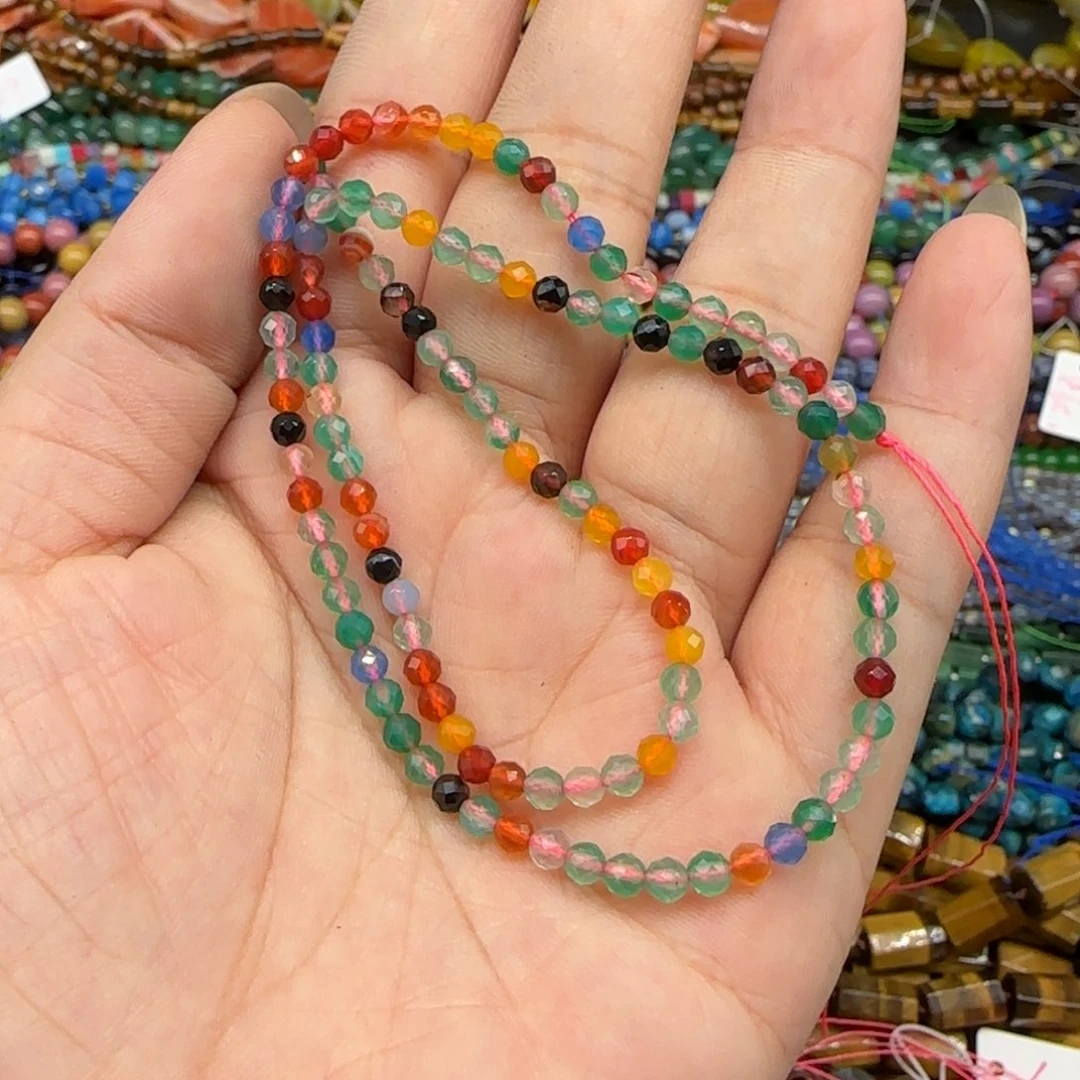 玛瑙/玉髓珠宝半成品合金切面彩玛瑙一条3mm