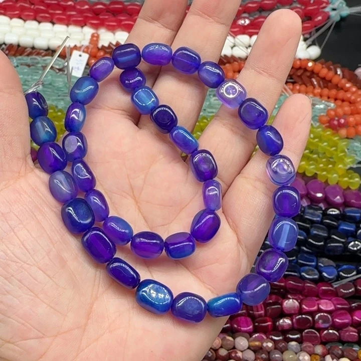 玛瑙/玉髓珠宝半成品合金紫玛瑙倒角一条7mm