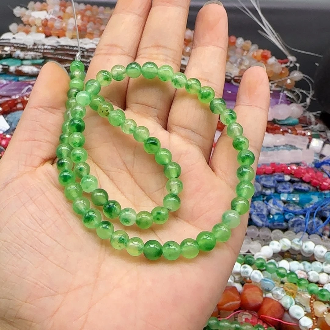 玛瑙/玉髓珠宝半成品合金飘花绿玛瑙一条6mm