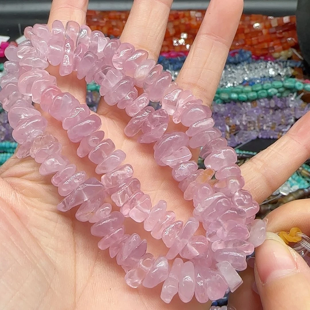 玛瑙/玉髓珠宝半成品合金紫马粉果冻透体8-10mm一条