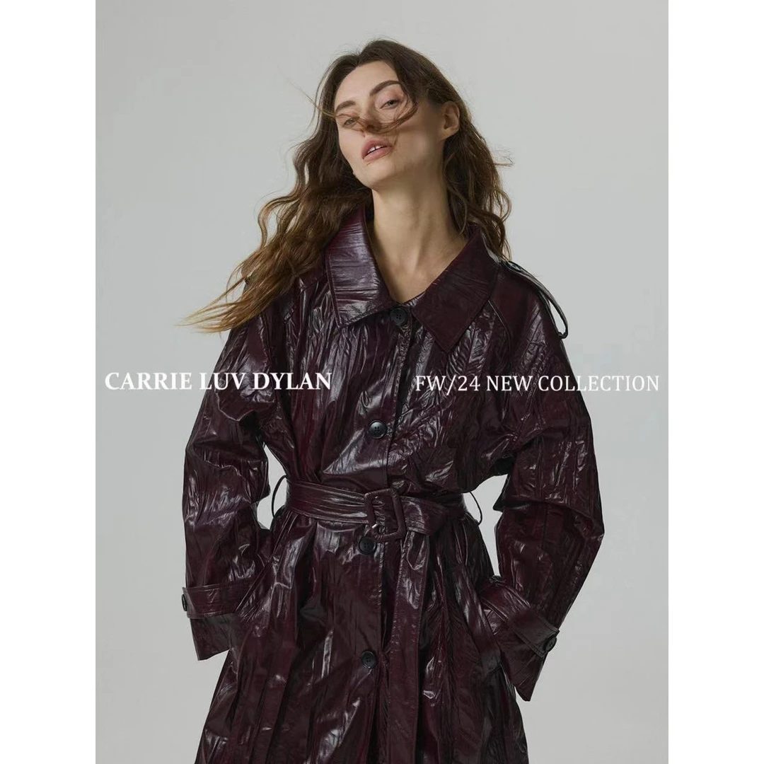 CLD品牌 油蜡皮风衣秋冬新款大衣 QB24074