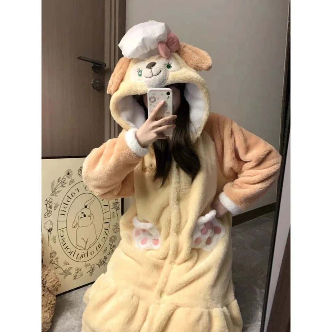 【厨师狗】加厚版厨师狗套装毛绒家居服连帽宽松学生长款加绒加厚