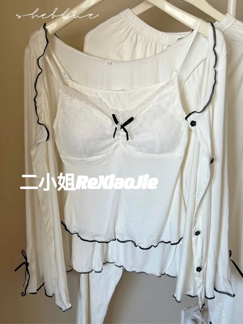 二小姐D#春夏长袖睡裙短袖家居服甜美宫廷风套装睡衣