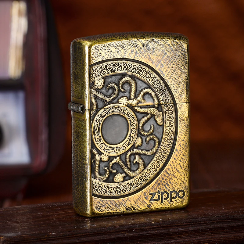 ZIPPO/之宝打火机蛇来运转黄铜做旧防风煤油送男生生肖蛇DYH1X1