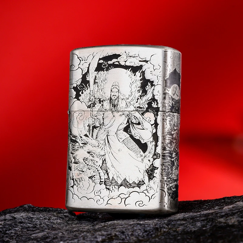 ZIPPO打火机S925银关公武神送男士礼物纯银防风煤油收藏DYJ1