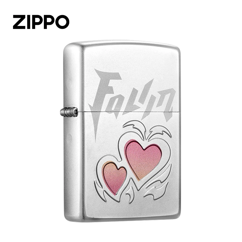 ZIPPO打火机一见倾心彩绘雕刻官方正版防风定制打火机刻字TCJ1