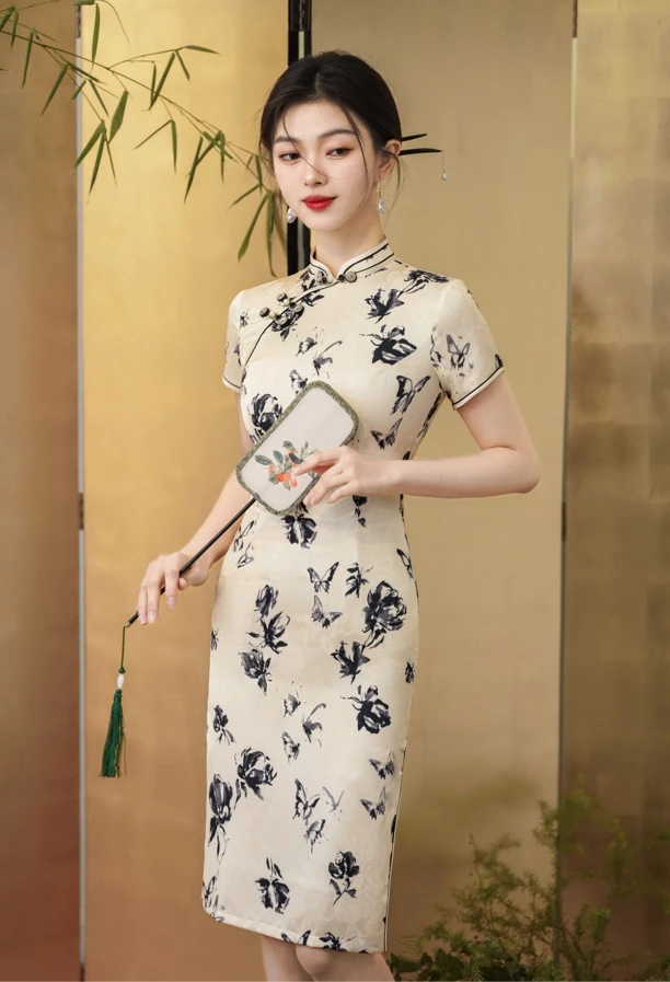 旗袍2024新款改良夏季连衣裙春秋气质高端年轻款少女新中式修身
