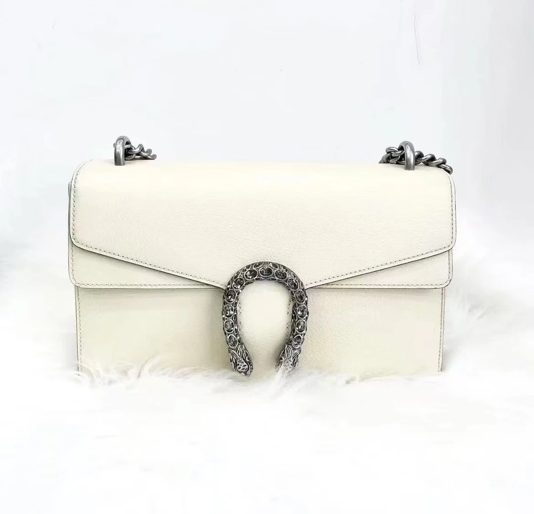 99新 GUCCI/古驰 酒神 白色带钻 中号