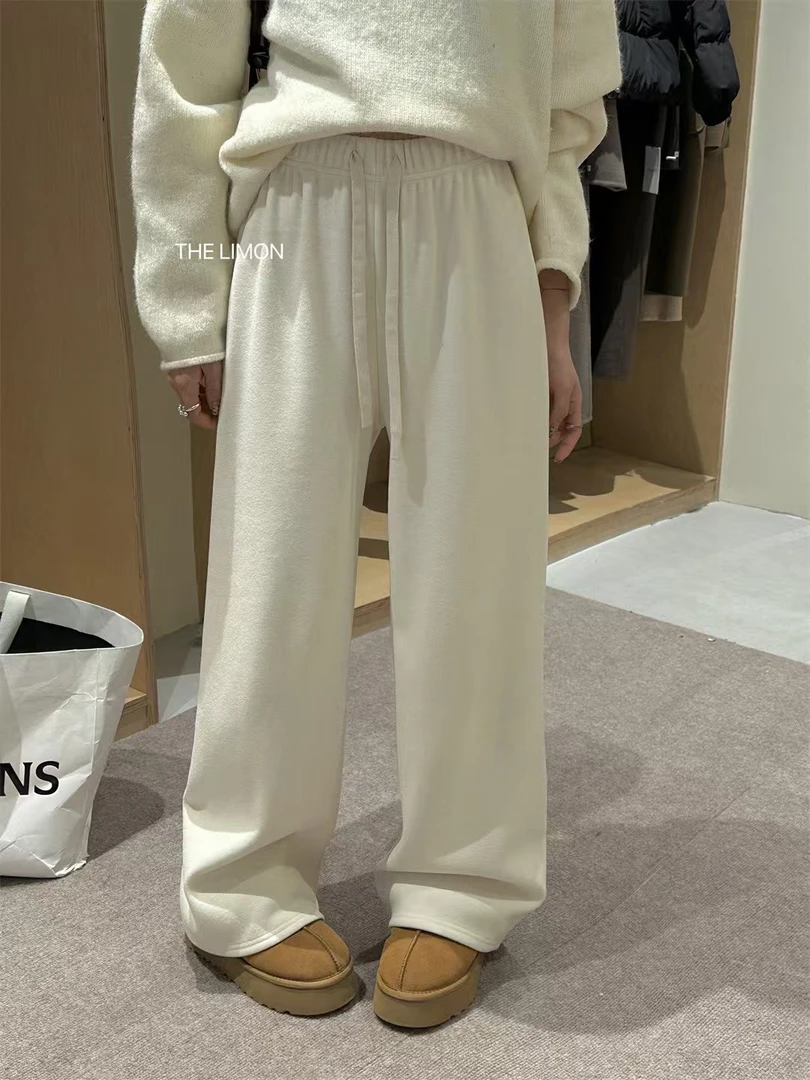 【保命裤】柠檬绿茶冬季2024韩系新慵懒风宽松百搭软糯加绒休闲裤女