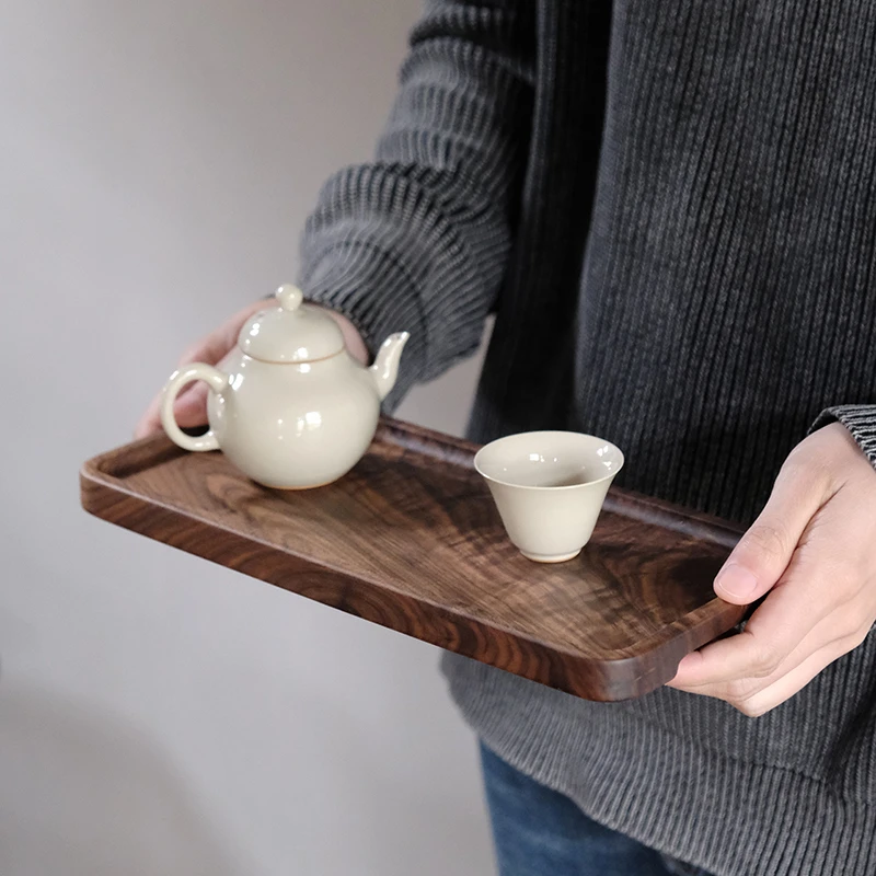 沐里严选 | 金瘤纹水波纹整木托盘 北美黑胡桃木 30x13x2cm干泡盘