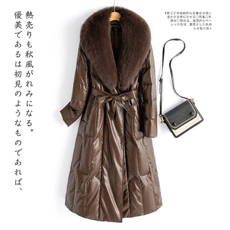 【艳姐霞姐专属】皮羽绒服新款女款加厚冬长款收腰连帽女士外套8855