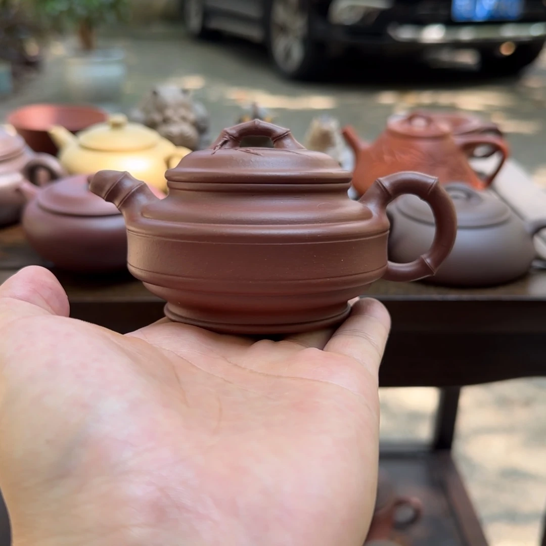 紫砂茶壶中槽清双线竹鼓