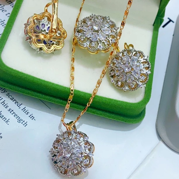 合金玻璃耳饰  双色 ah koz 三件套 妈妈款 bak qiraylik