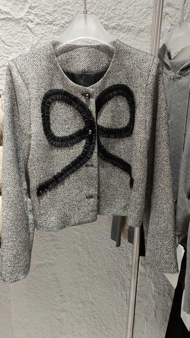 【梅子家】 短款香枫丝带蝴蝶结装饰名媛范亮片外套