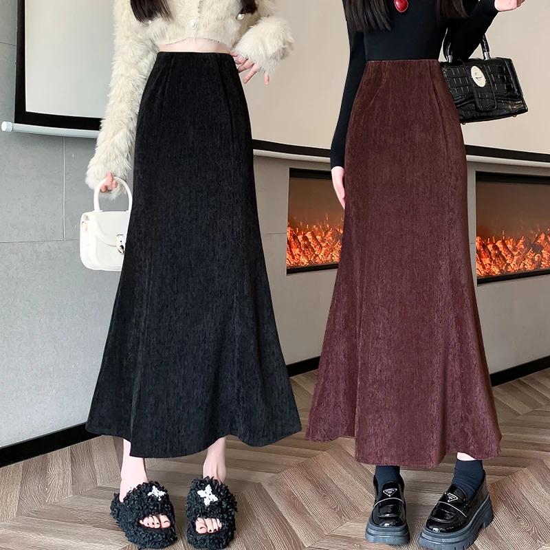 秋冬气质显瘦包臀鱼尾裙半身裙女冬裙小个子高腰修身包臀鱼尾长裙