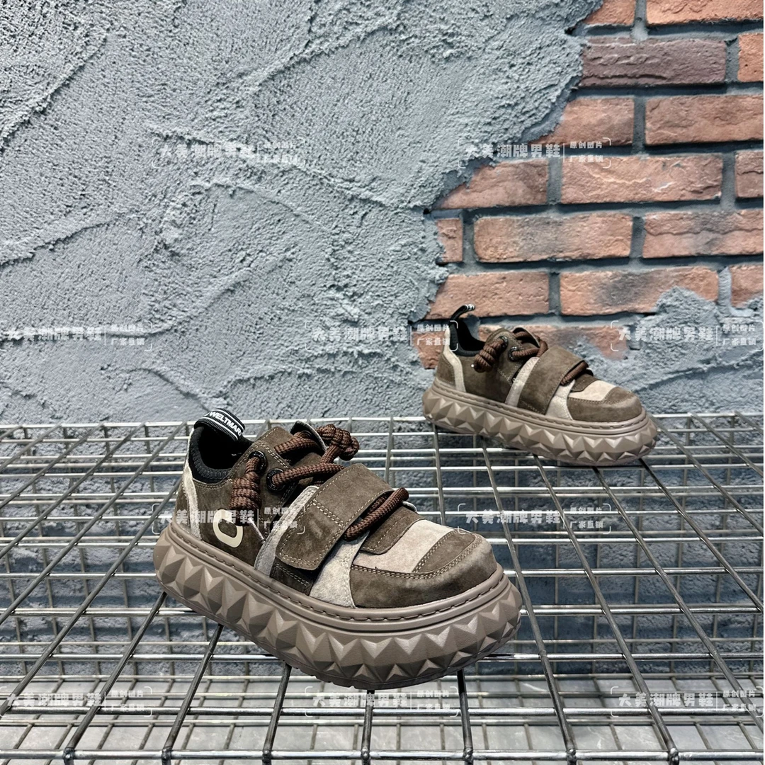 潮鞋秋冬新款皮面男士厚底一脚蹬小丑鞋潮流运动时尚保暖高级潮鞋