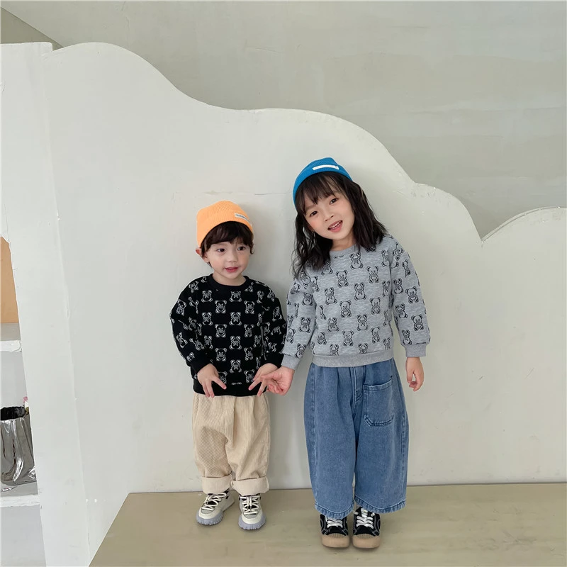 儿童春秋卫衣洋气韩版时尚百搭圆领套头单上衣男童女童打底衫AY