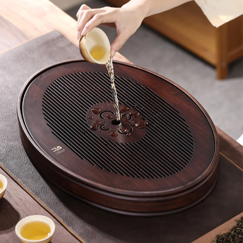 【九竹正品】竹制日式休闲干泡盘椭圆形茶盘家用储水简约小创意茶盘