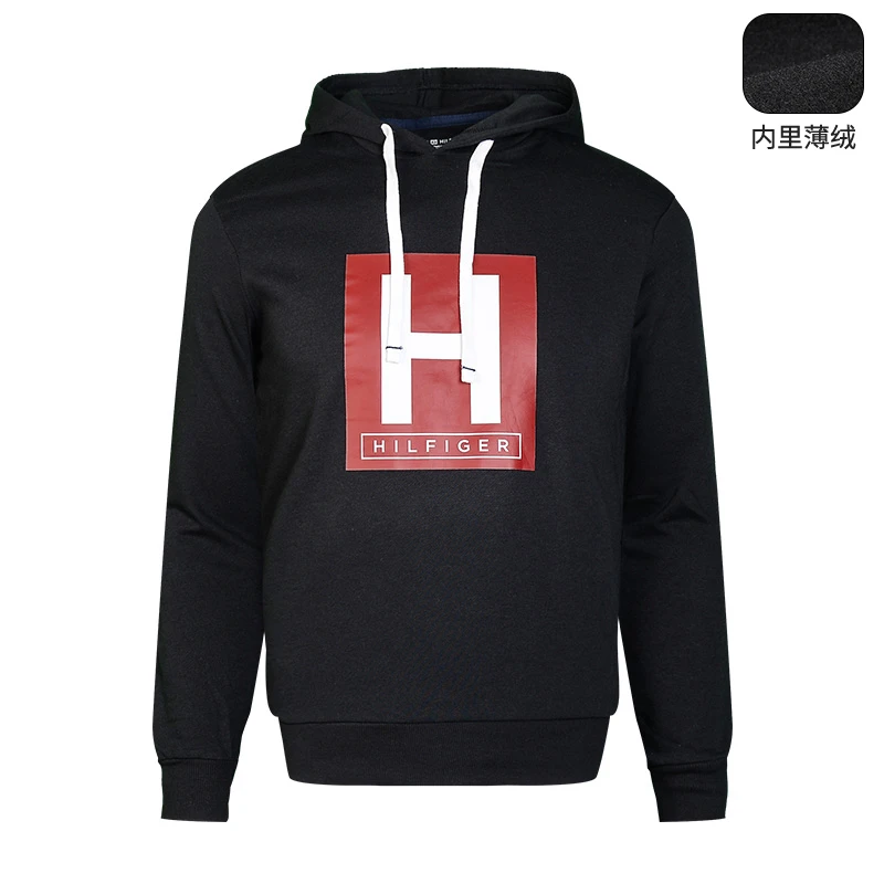TOMMY HILFIGER汤米希尔费格男士薄绒连帽卫衣印花休闲上衣全新