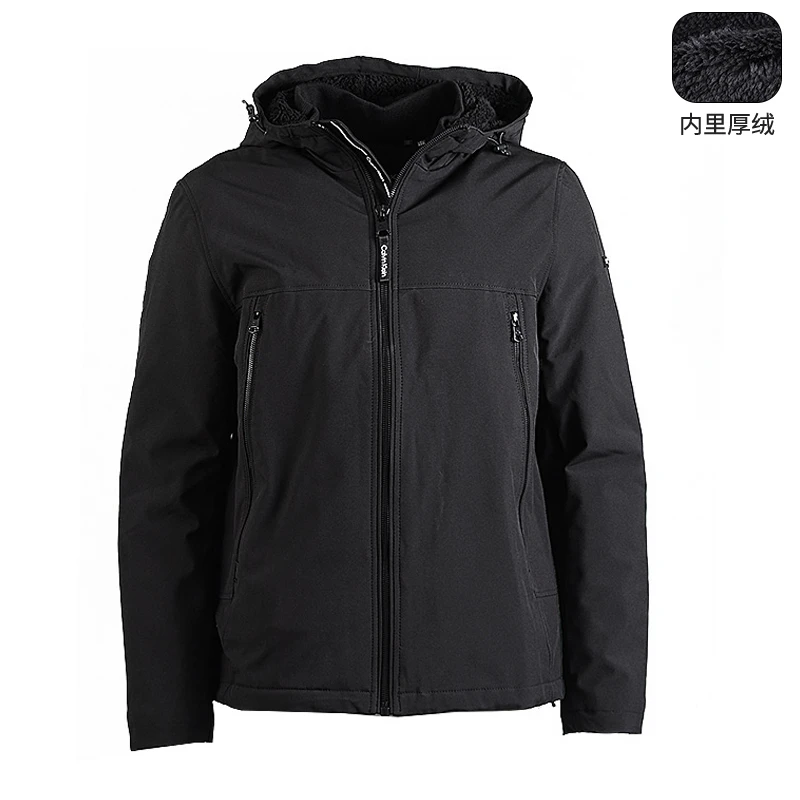 Calvin Klein/凯文克莱男秋冬新款加绒棉服加厚连帽保暖男装全新
