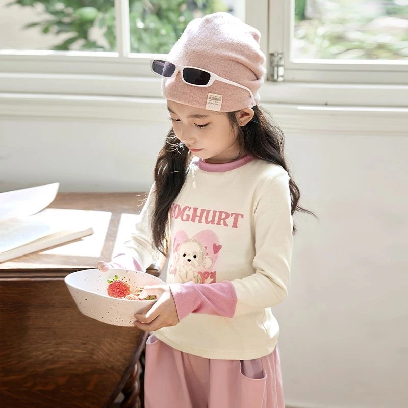 女童春秋款长袖T恤秋季新款洋气甜美假两件上衣中大童T恤