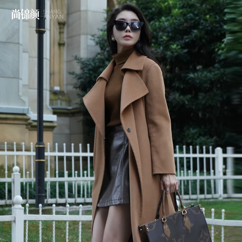 【断码清仓】O高端长款双面羊绒大衣冬新款双面呢气质羊毛大衣外套