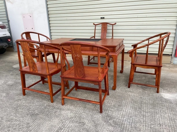 缅花茶桌，158 X88 一桌五椅六件套