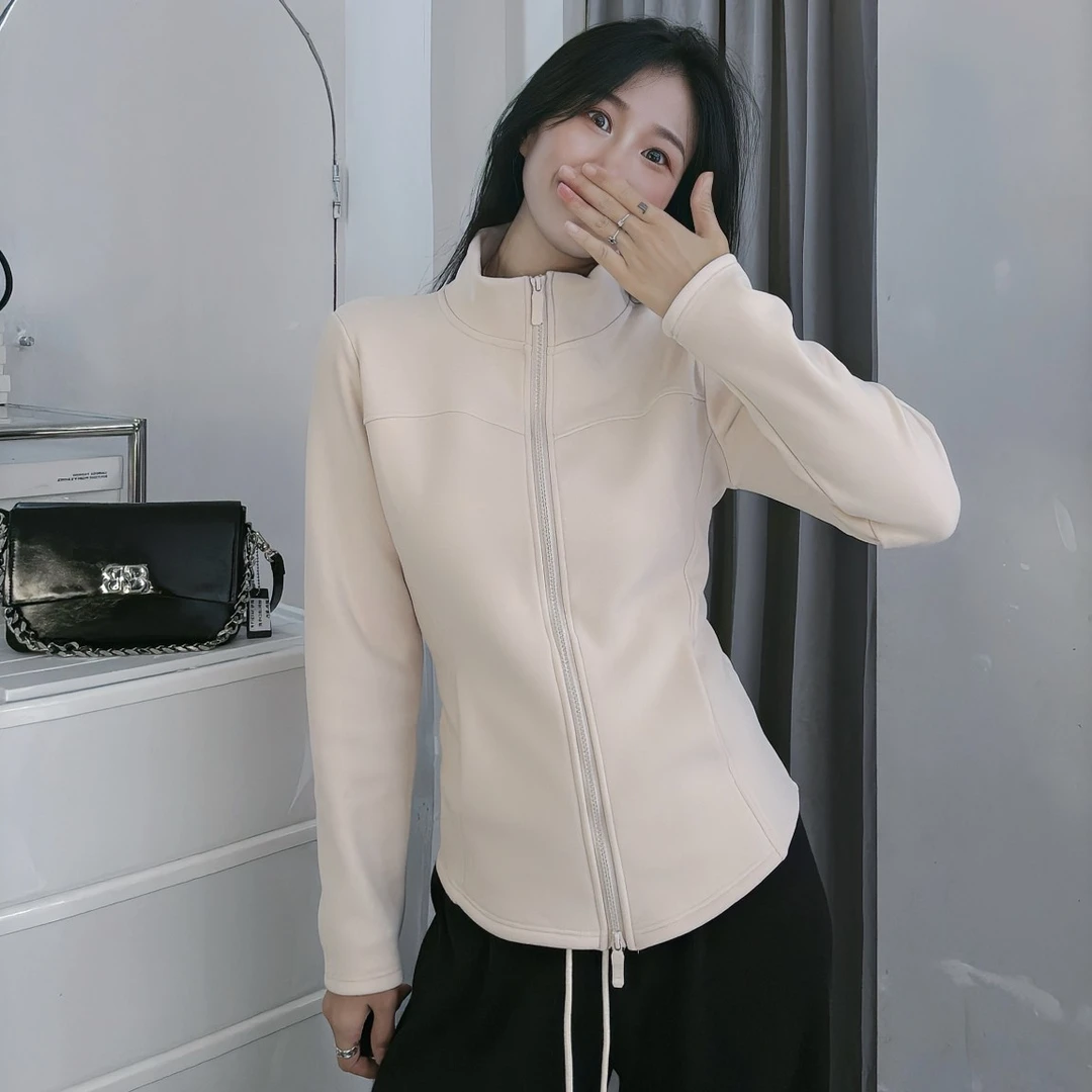 「保暖神器-蚕丝羊毛小蛮腰」口袋款秋冬立领加绒加厚显瘦防风外套