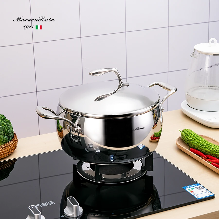 MarsenRotn马西莫不锈钢微压汤锅苹果锅五层精钢蒸锅炖肉锅煮汤