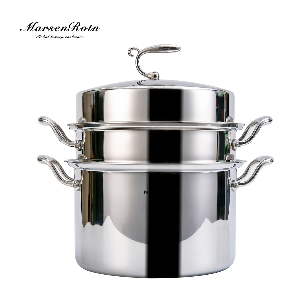 美森罗特意大利高端蒸锅18/10不锈钢微压焖炖汤锅