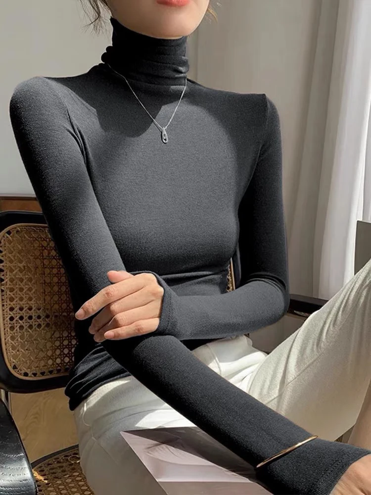 3303高领内搭打底衫女新款秋冬洋气打底衣上衣t恤保暖修身长袖