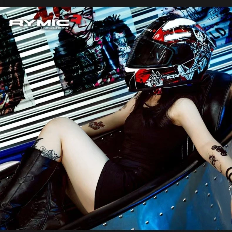 RYMIC黑色摩托车春夏韩版时尚双镜片全盔男女同款R981SV个性骑行