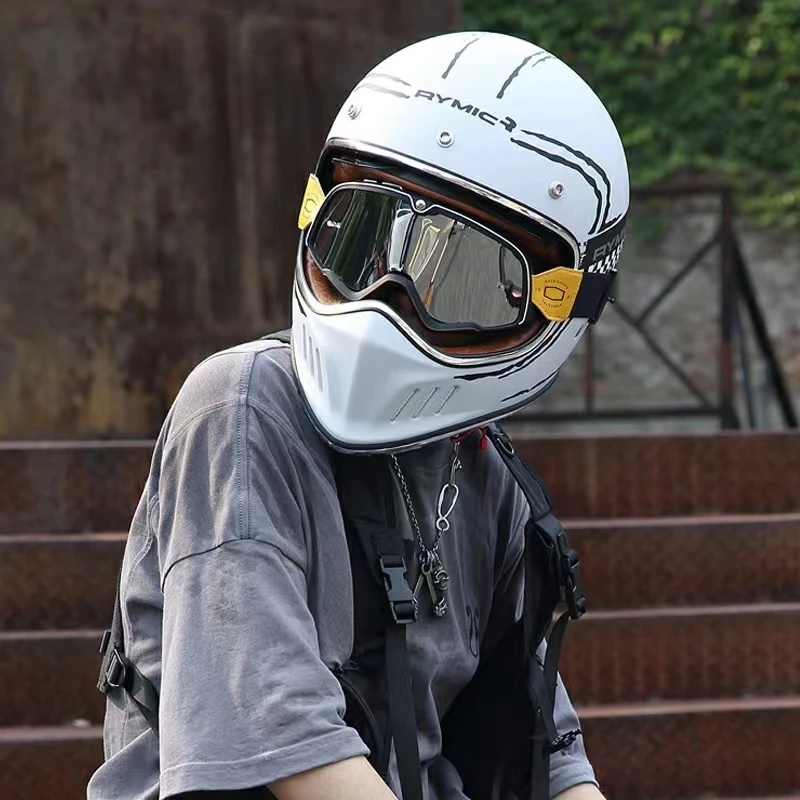 RYMIC行车摩托车头盔可调轻便R980复古全盔骑士网红骑行个性户外