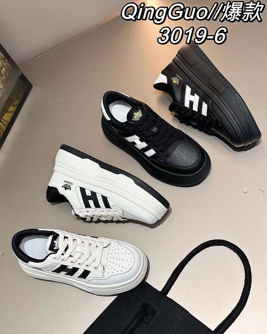 24年经典款“真皮板鞋”牛皮M998系带松糕底百搭时尚休闲鞋女3019-6