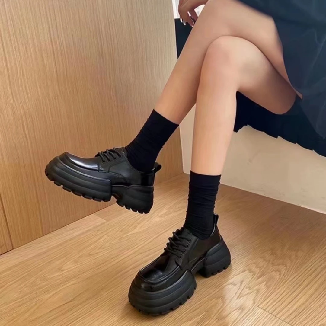 CNM系带皮鞋女两穿松糕鞋C11（1-1）百搭小个子增高单鞋33DS7563