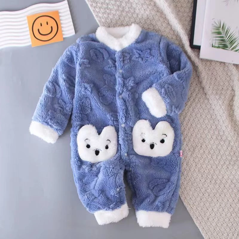 婴幼儿封裆连身睡衣男女宝宝秋冬中厚爬服加绒哈衣双面绒