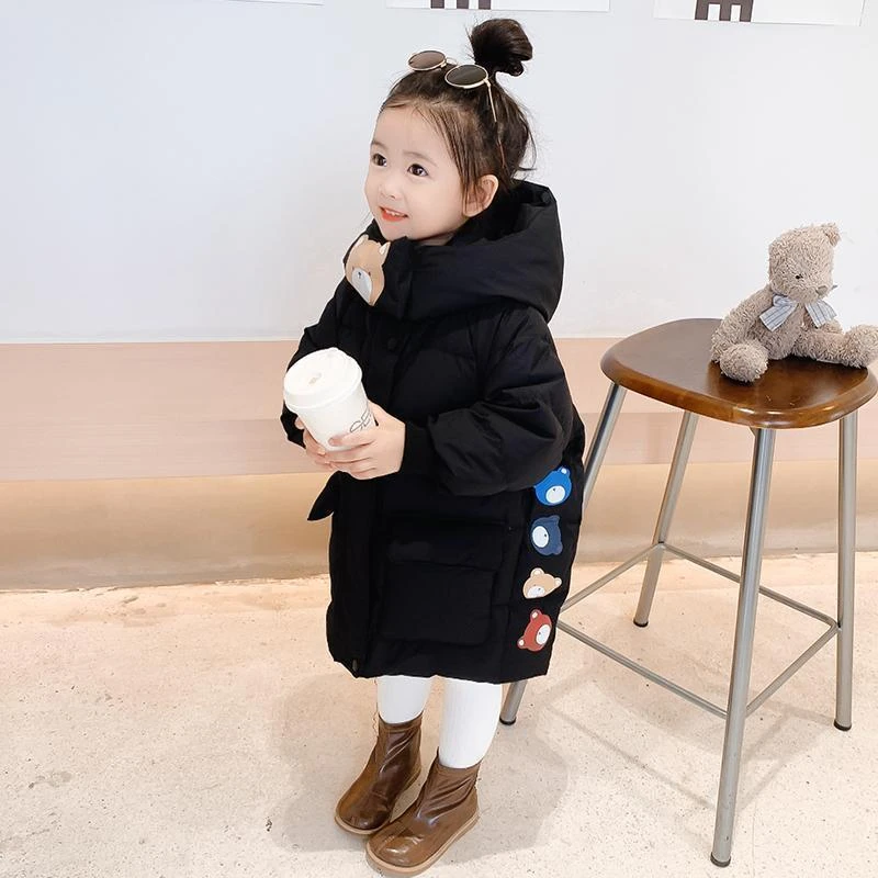 女童中长款爆款棉服2023冬装新款韩版宝宝儿童加厚潮小童