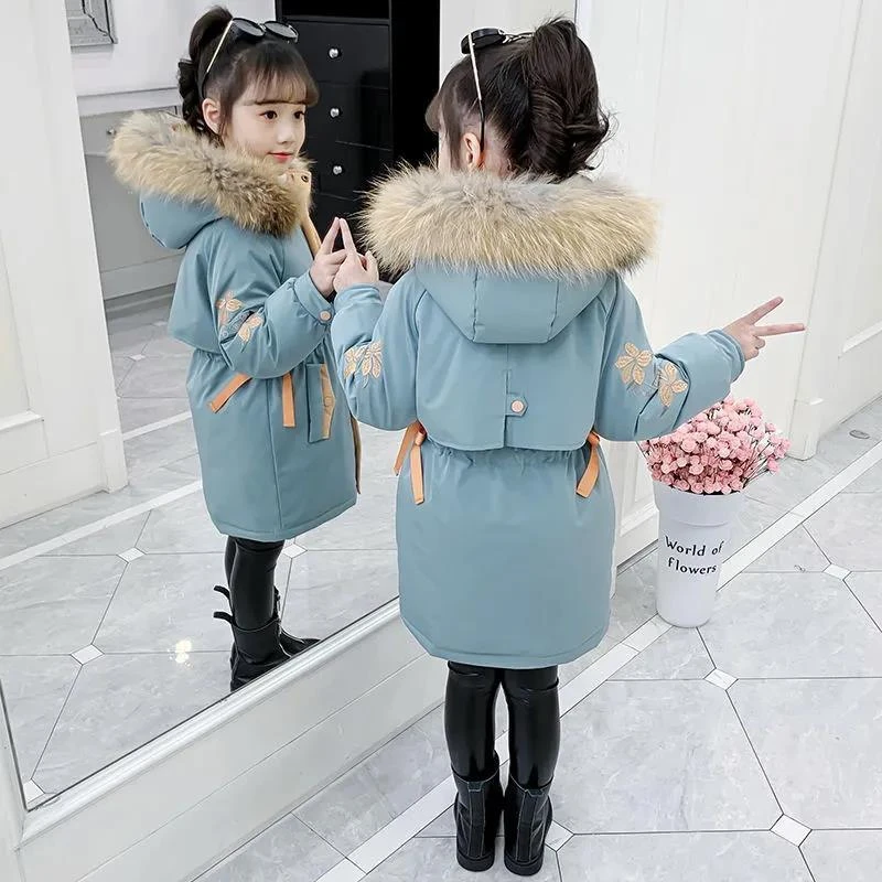 女童棉服洋气女童棉衣2021新款冬装儿童棉袄中长款外套韩版中大童