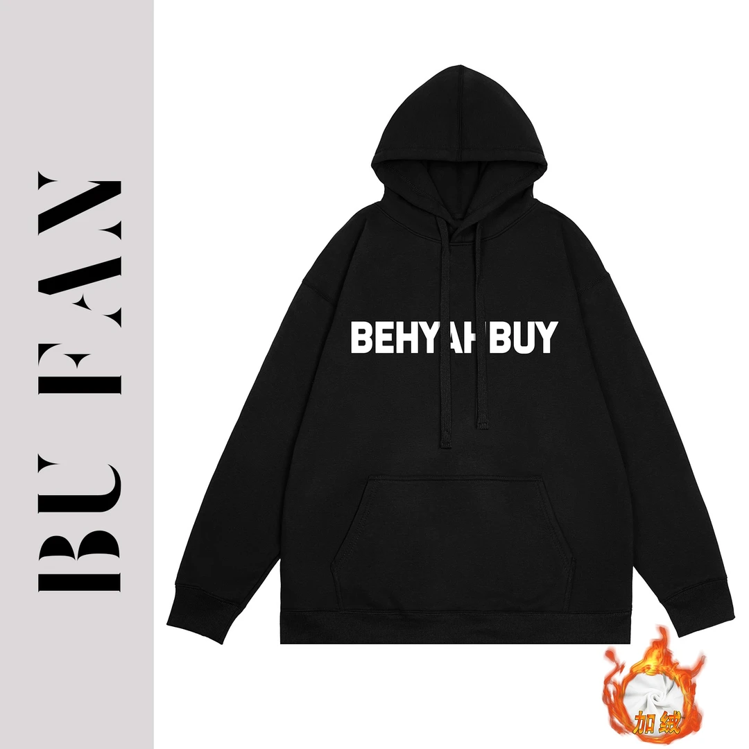 【加绒加厚】23款上衣连帽加绒卫衣长袖宽松套头秋冬百搭情侣C724