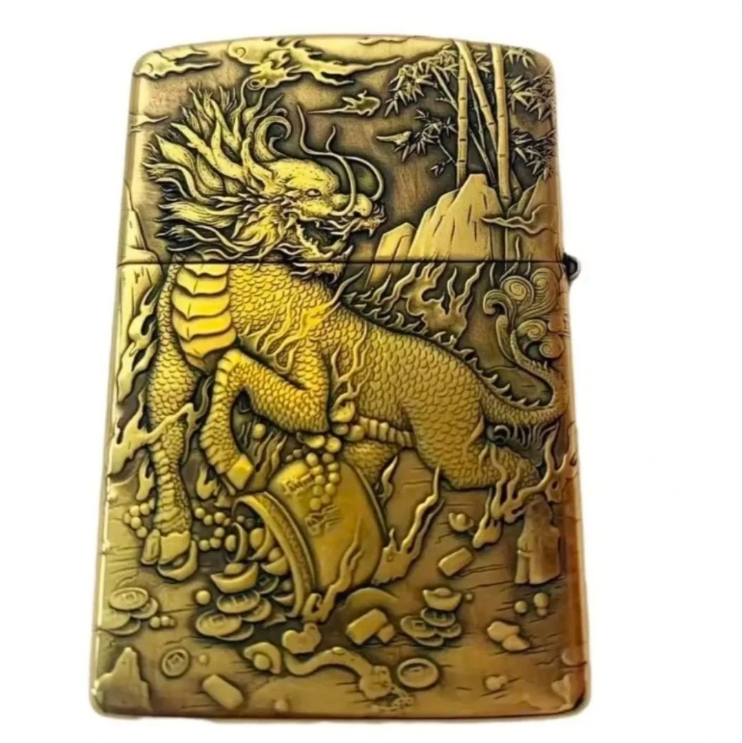 ZORRO佐罗【招米麒麟】纯铜902S浮雕防风男士礼品礼物打火机