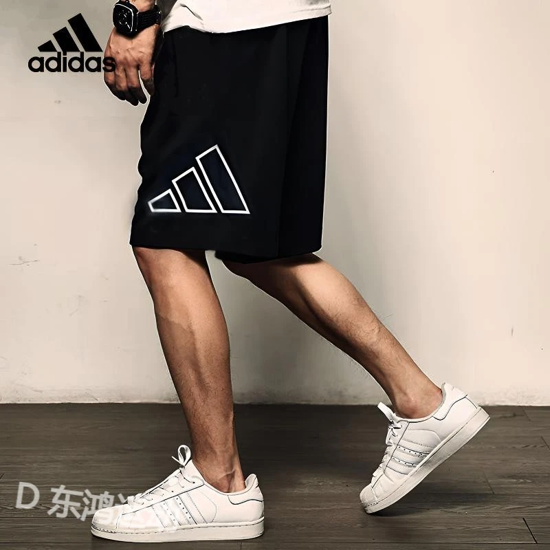 adidas/阿迪达斯夏潮流宽松/镂空大logo速干运动休闲跑步短裤男士